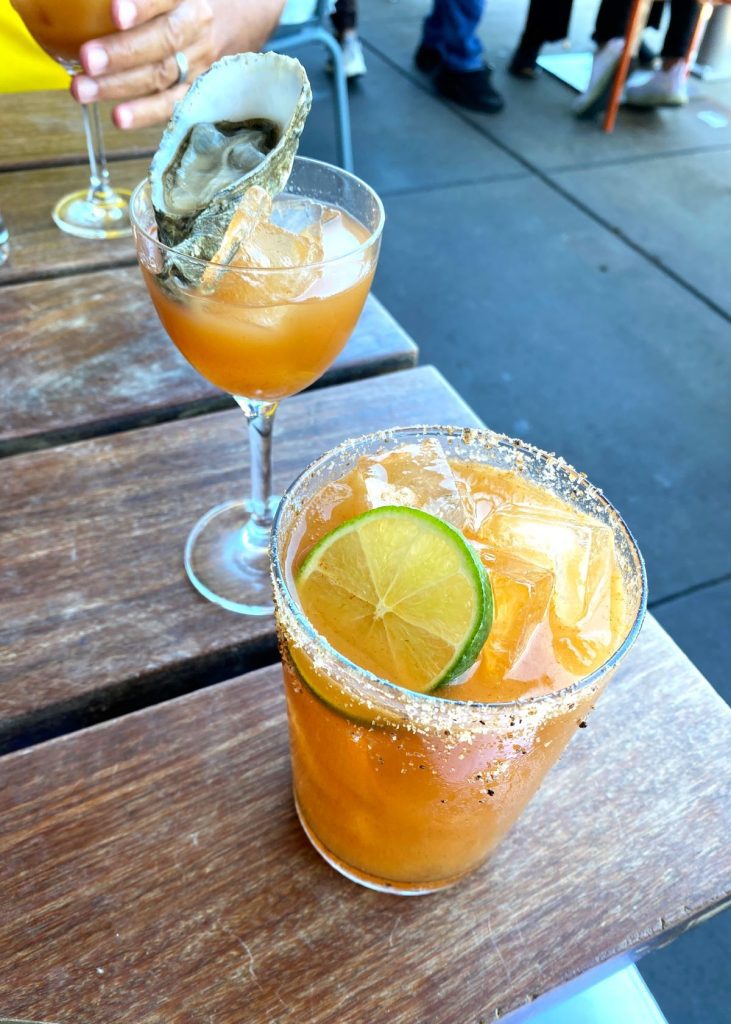 Michelada and oyster cocktail at Hog Island Oyster Co