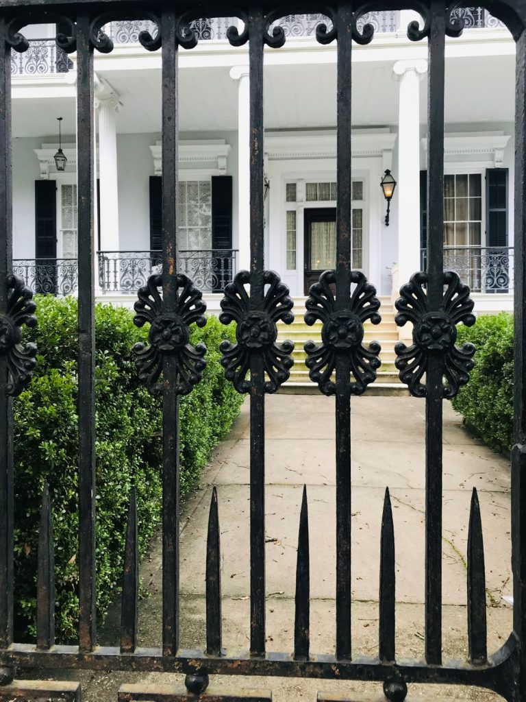 Front door of Buckner Mansion from American Horror Story in New Orleans