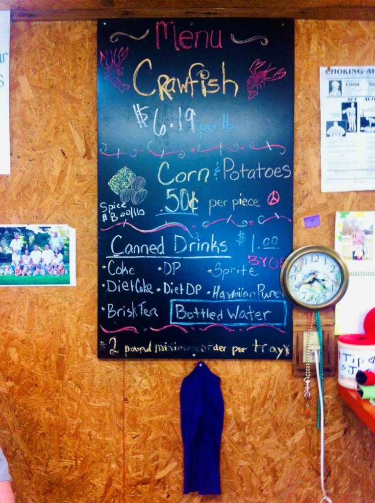 Crawfish Menu at JuJu's Cajun Crawfish Shack in Beaumont TX